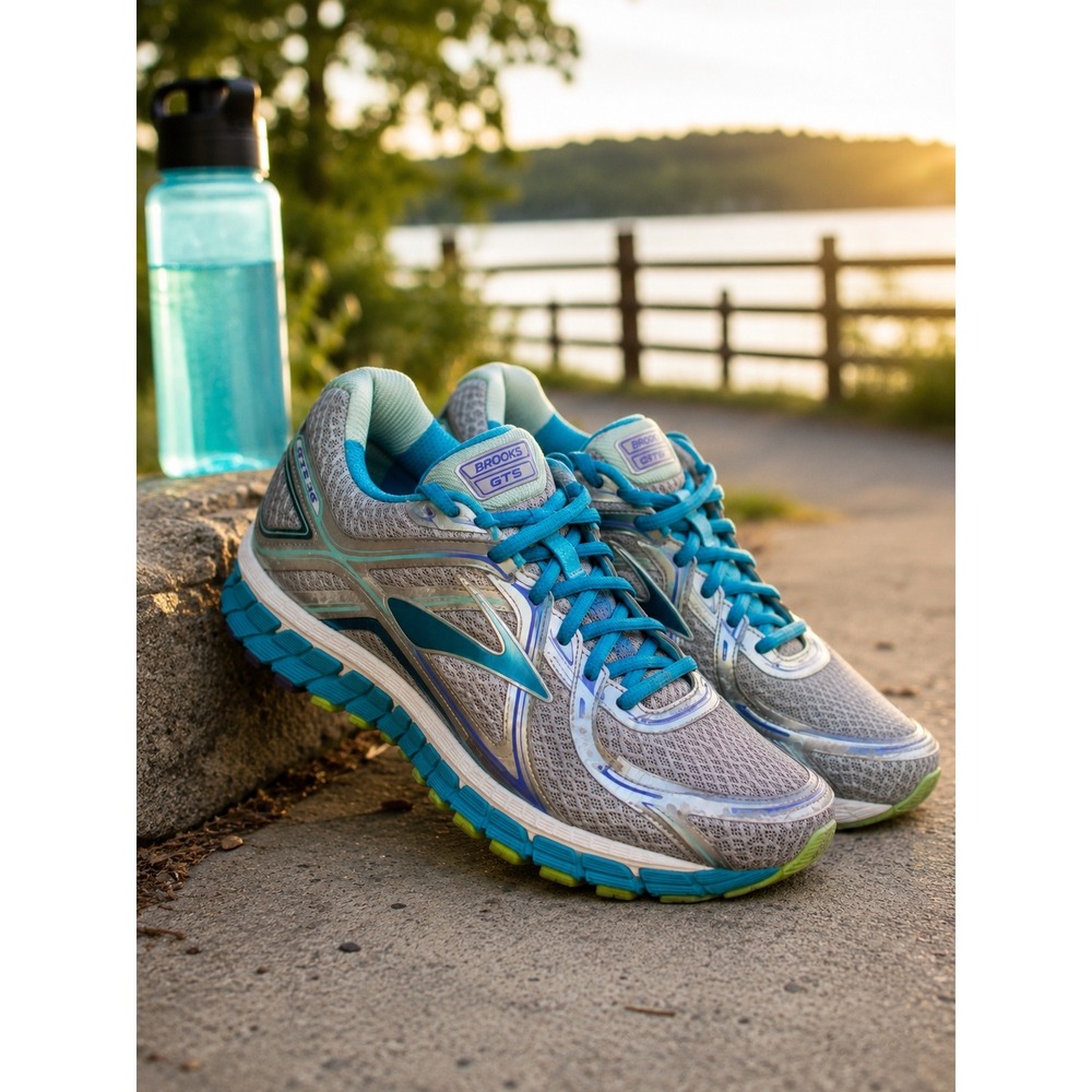 Brooks Adrenaline GTS 16 Women's 10 Gray Teal Blue Running Stability Shoes
